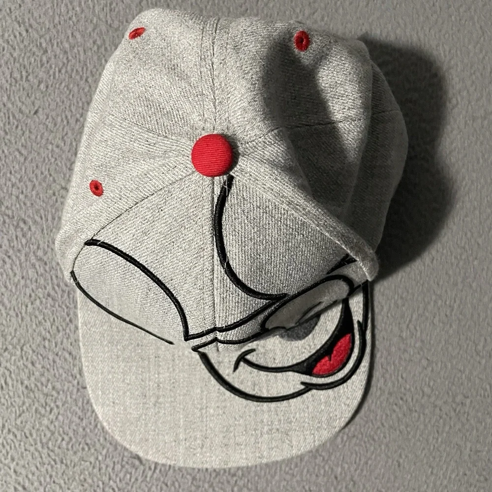 Disney Mickey Mouse Logo Snap Back Cap Hat Marled Gray Red Theme Park Adult Mens